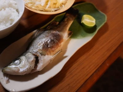 ヒラスズキの塩焼き