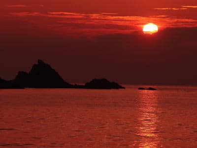 益田の海に沈む夕陽