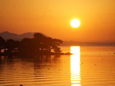 夕日と宍道湖